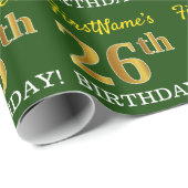 Papier Cadeau Vert, Imitation Or Look "26e anniversaire" (Coin rond)