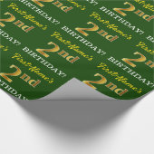 Papier Cadeau Vert, Imitation Or Look "2e anniversaire" (Coin)