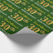 Papier Cadeau Vert, Imitation Or Look "30e anniversaire" (Coin)