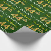 Papier Cadeau Vert, Imitation Or Look "44e anniversaire" (Coin)