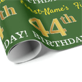 Papier Cadeau Vert, Imitation Or Look "44e anniversaire" (Coin rond)