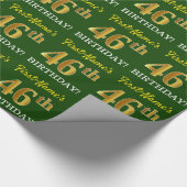 Papier Cadeau Vert, Imitation Or Look "46e anniversaire" (Coin)