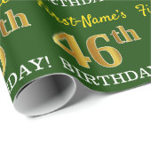 Papier Cadeau Vert, Imitation Or Look "46e anniversaire" (Coin rond)