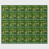 Papier Cadeau Vert, Imitation Or Look "47e anniversaire" (Plat)