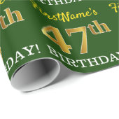 Papier Cadeau Vert, Imitation Or Look "47e anniversaire" (Coin rond)
