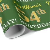 Papier Cadeau Vert, Imitation Or Look "54e anniversaire" (Coin rond)
