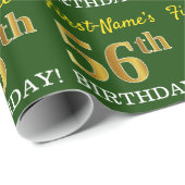 Papier Cadeau Vert, Imitation Or Look "56e anniversaire" (Coin rond)
