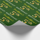 Papier Cadeau Vert, Imitation Or Look "5e anniversaire" (Coin)