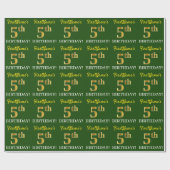 Papier Cadeau Vert, Imitation Or Look "5e anniversaire" (Plat)
