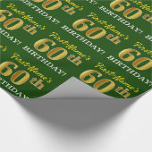 Papier Cadeau Vert, Imitation Or Look "60e anniversaire" (Coin)