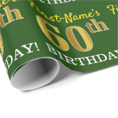 Papier Cadeau Vert, Imitation Or Look "60e anniversaire" (Coin rond)