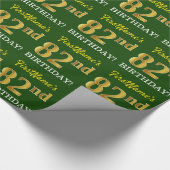 Papier Cadeau Vert, Imitation Or Look "82e anniversaire" (Coin)