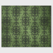 Papier Cadeau Vert Imprimé Damassé Rustique (Plat)