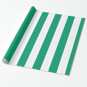 Papier Cadeau Vert Jade Blanc Extra Large Motif Rayé