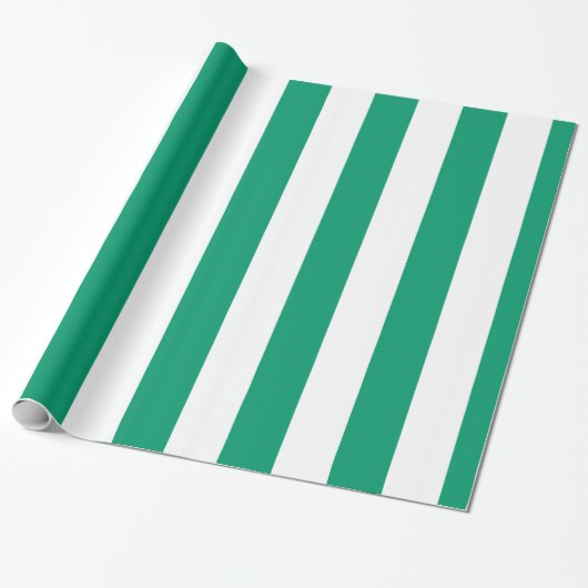 Papier Cadeau Vert Jade Blanc Extra Large Motif Rayé (Déroulé)