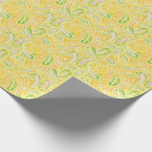 Papier Cadeau Vert jaune de Paisley et motif pourpre