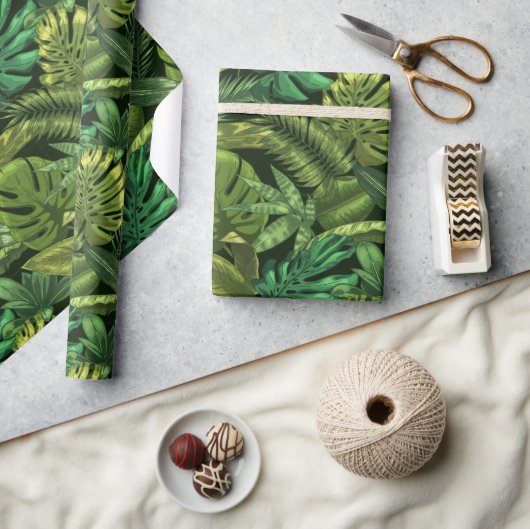 Papier Cadeau Vert Jungle Tropical (Artisanat)