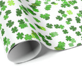 Papier Cadeau Vert Kelly «Shamrocks Falling» (Coin rond)