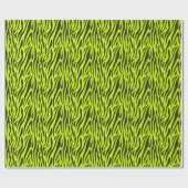 Papier Cadeau Vert Lime Fluorescent Petite Impression Zèbre (Plat)