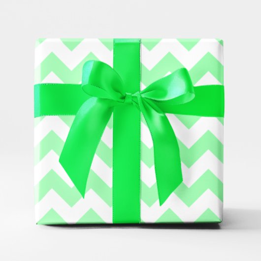 Papier Cadeau Vert Menthe et Chevron Blanc