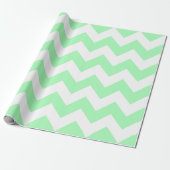Papier Cadeau Vert Menthe et Chevron Blanc (Déroulé)