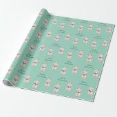 Papier Cadeau Vert Menthe Rouge Clair Chat Noël (Déroulé)