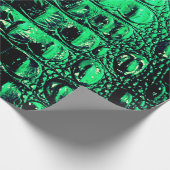 PAPIER CADEAU VERT MÉTALLIQUE ALLIGATOR (Coin)