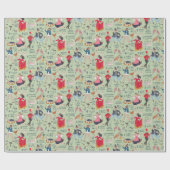 Papier Cadeau Vert mignon 12 Jours Noël Classique (Plat)