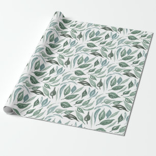 Papier Cadeau Vert moderne Aquarelle Feuille Motif