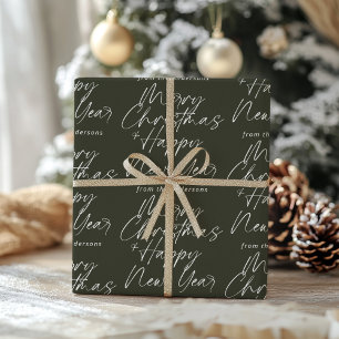 Papier Cadeau Vert moderne Joyeux Noël & Bonne Année