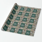 Papier Cadeau Vert moderne multi photo Père Noël Noël (Déroulé)