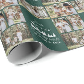 Papier Cadeau Vert moderne multi photo Père Noël Noël (Coin rond)