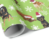 Papier Cadeau Vert neige de Santa Hat (Coin rond)