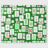 Papier Cadeau vert noël mahjong chinois jeu de tuiles asiatiques (Plat)