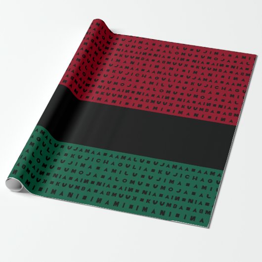 PAPIER CADEAU VERT NOIR ROUGE 7 JOURS DE KWANZAA (Déroulé)