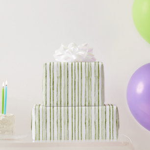 Papier Cadeau Vert olive blanc rayures abstraites Anniversaire