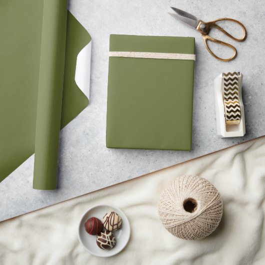 Papier Cadeau Vert olive élégant uni couleur simple (Artisanat)