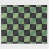 Papier Cadeau Vert olive noir dégradé moderne à carreaux (Plat)