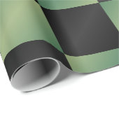 Papier Cadeau Vert olive noir dégradé moderne à carreaux (Coin rond)