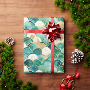 Papier Cadeau Vert Or blanc Abstrait