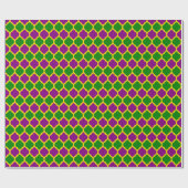 Papier Cadeau Vert or et violet Mardi Gras Quatrefoil (Plat)