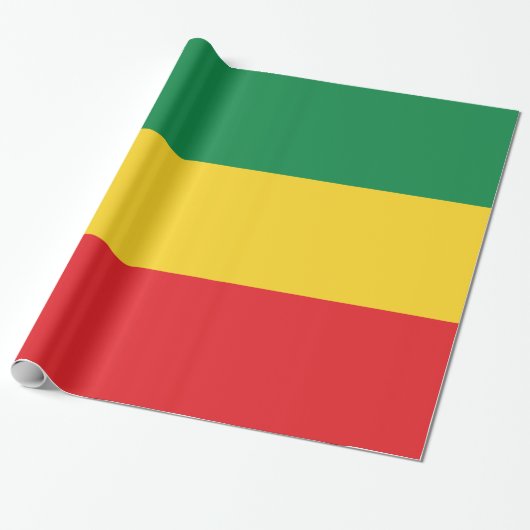 Papier Cadeau Vert, or (jaune) et drapeau de couleurs rouges (Déroulé)