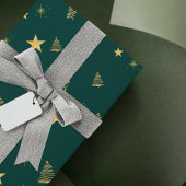 Papier Cadeau Vert Or moderne simple géométrique arbre de Noël
