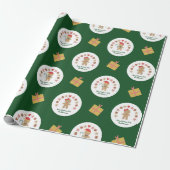 Papier Cadeau Vert pain d'épice Cookie Nom personnalisé Script a (Déroulé)