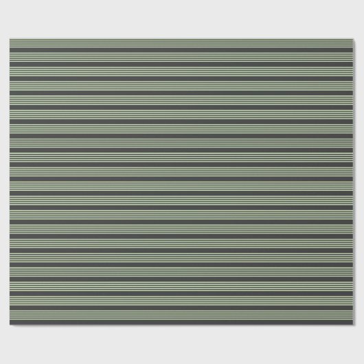 Papier Cadeau Vert pâle et charbon cinq bandes motif (Plat)