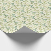 Papier cadeau vert papillon et rayures pour annive (Coin)