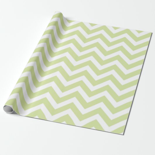Papier Cadeau Vert pastel et blanc chevron Mariage Anniversaire (Déroulé)