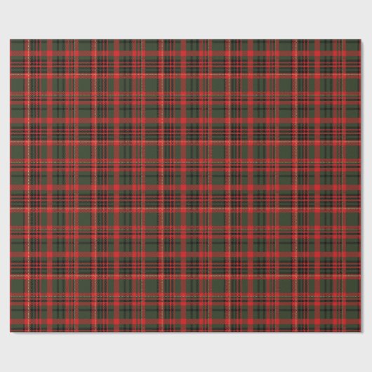 Papier Cadeau Vert plaid et rouge (Plat)