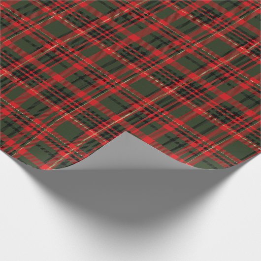 Papier Cadeau Vert plaid et rouge (Coin)