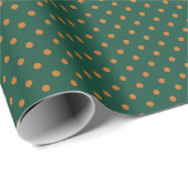 Papier Cadeau Vert + pois citrouille (Petit) (Coin rond)